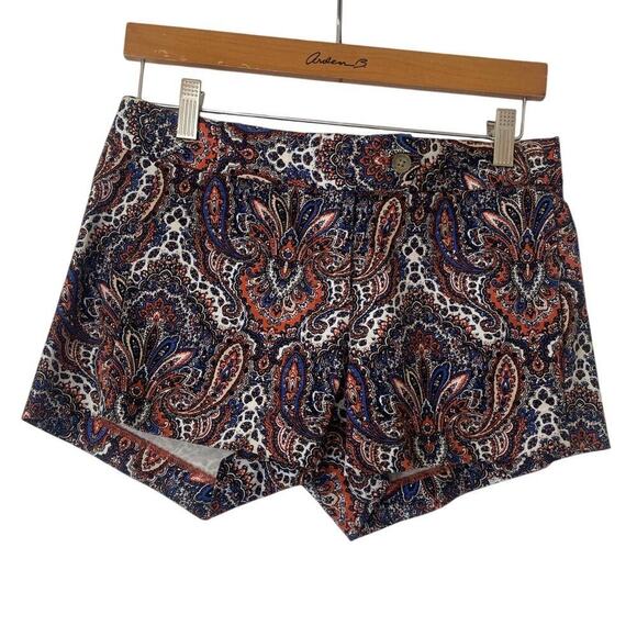 J. Crew Factory Chino Cotton Blend Paisley Stretch Low Rise Shorts • Size 2 - Picture 1 of 2